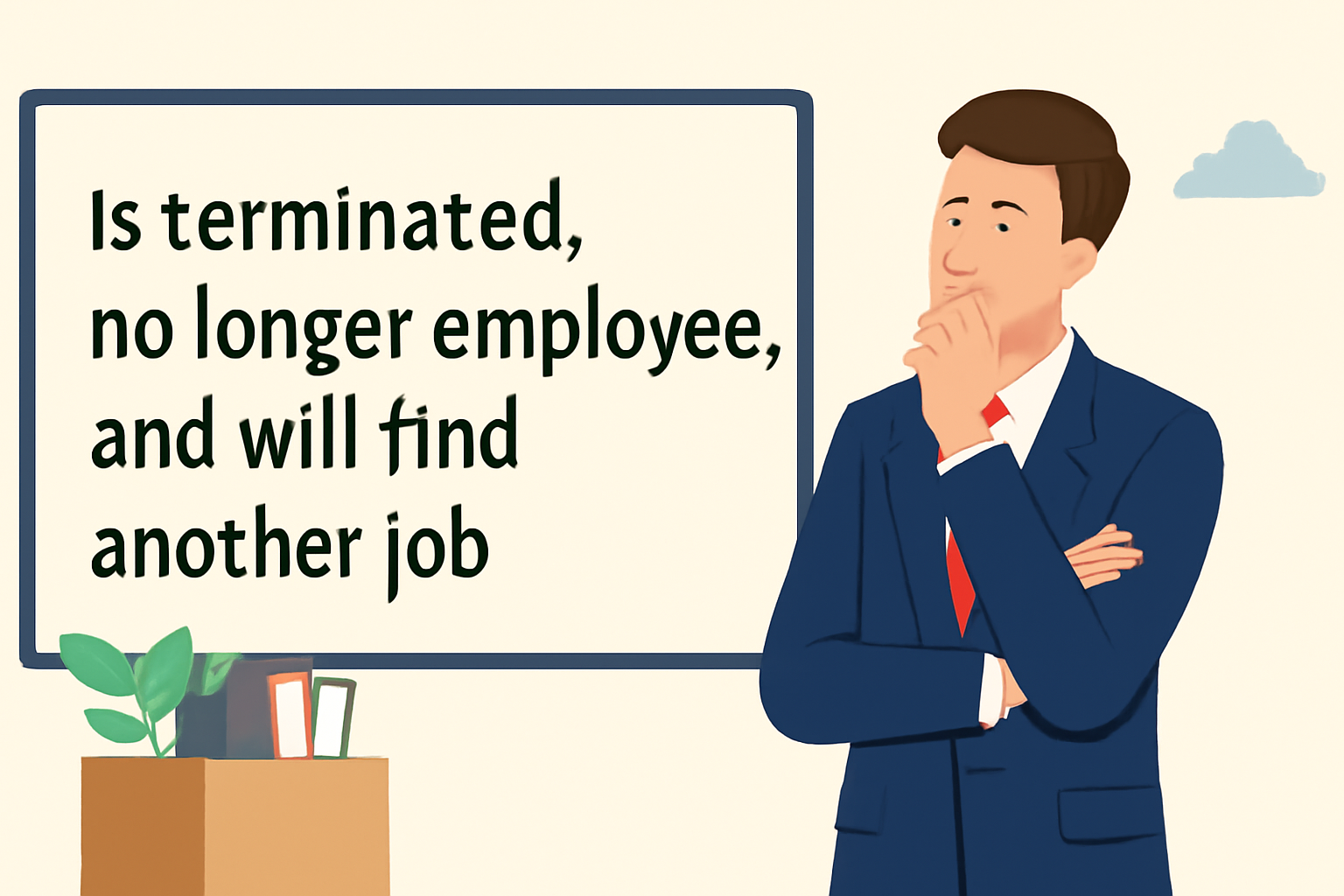 is terminated no longer employee and will find another job